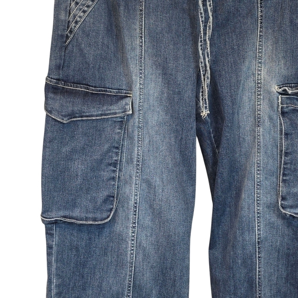 Madden NYC Wide Leg Cargo Drawstring Waist Skater Jeans Size XL - Picture 7 of 14